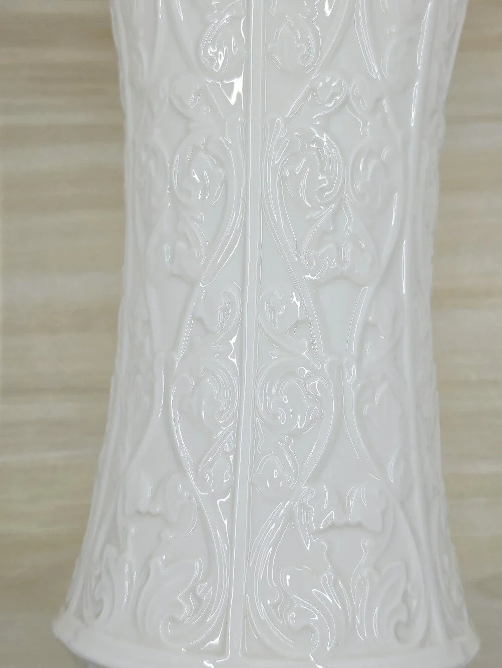 Lenox Wentworth Collection Vase Large Cream Embossed Vines USA Retired Porcelain